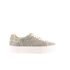 Betsey Johnson Womens Sindy Silver Fashion Sneaker Size 8 Medium (B, M)